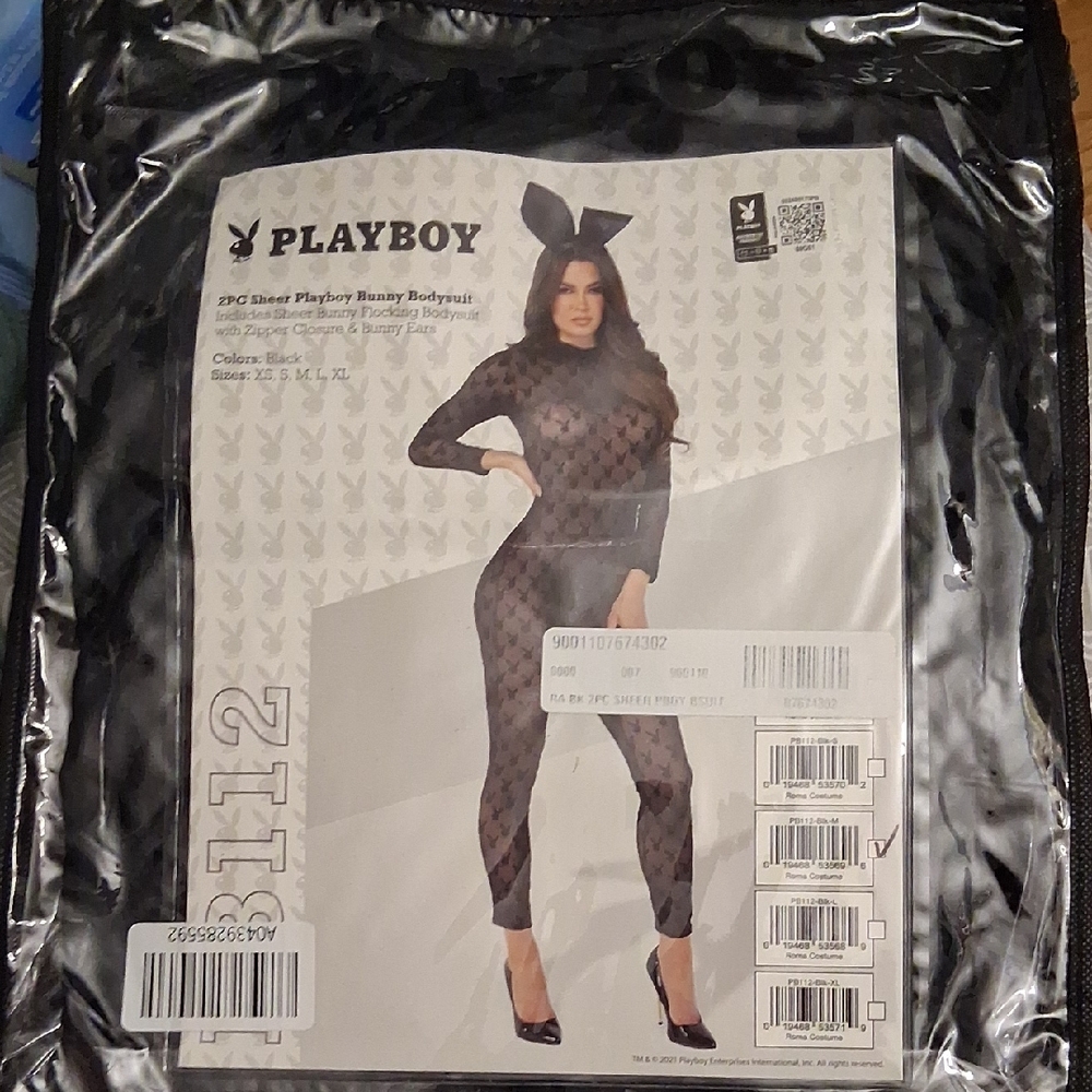 PLAYBOY Black Sheer Bunny Bodysuit